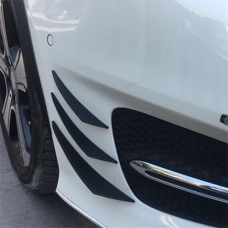 

Hot 6Pcs Universal Carbon Fiber Look Car Front Bumper Fins Spoiler Wing Lip Splitter Chin Accessory U Valence Chin Car Tuning Canard