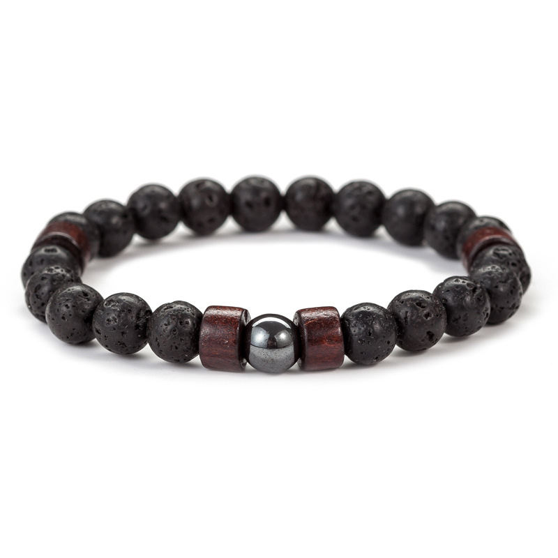 

Wooden ball beads manual hand series of men's and women's fashion national wind bracelet lava stone bracelet