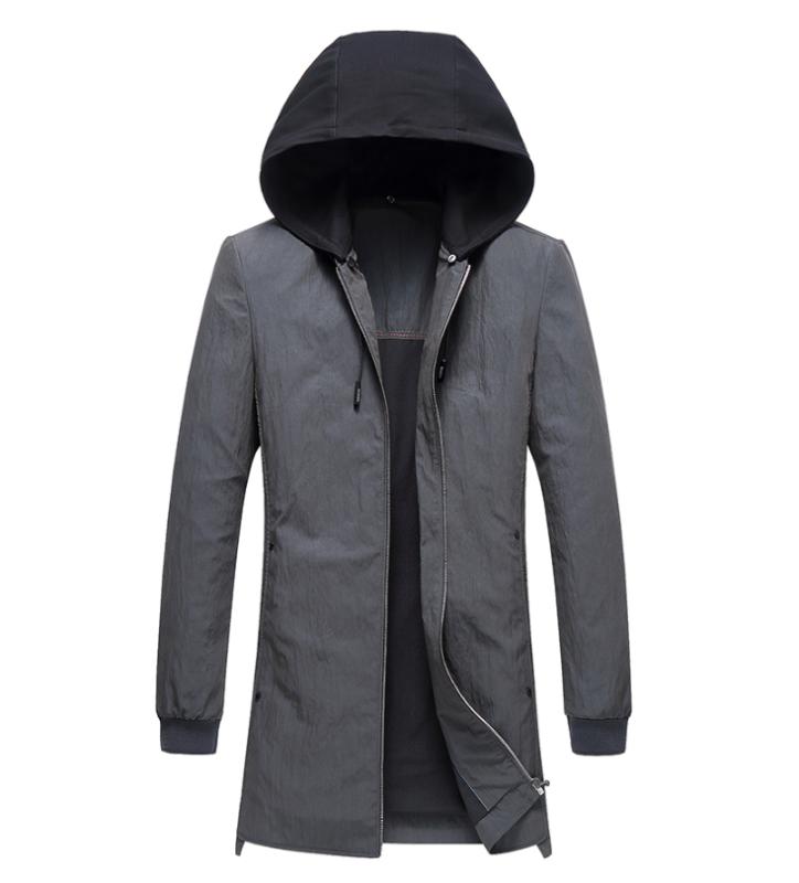

Youth Men Coat Hot Sale Solid color Jacket Autumn Gentleman Classic style Casual Fashion Wind proof Windbreaker Hat, Black