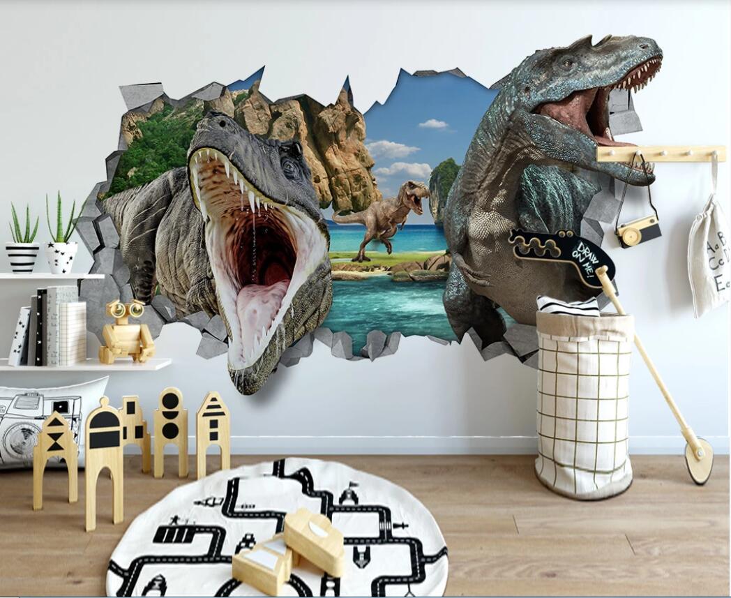 

3d wallpaper custom photo murals Contemporary and contracted 3D stereo wall dinosaur children room setting wall decor wall art pictures, Non-woven fabric