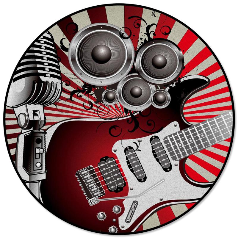 

Guitar Microphone Notes Horn Retro Round Carpets For Living Room Bedroom Chair Area Rug Children Room Play Tent Kids Floor Mat, As pic
