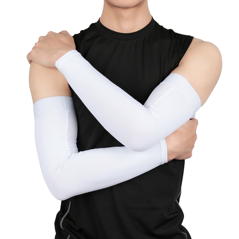 

1PC Arm Sleeves UV Protection for Driving Cycling Golf Basketball Warmer Gloves Elbow Sleeve Sports Arm Protective, White