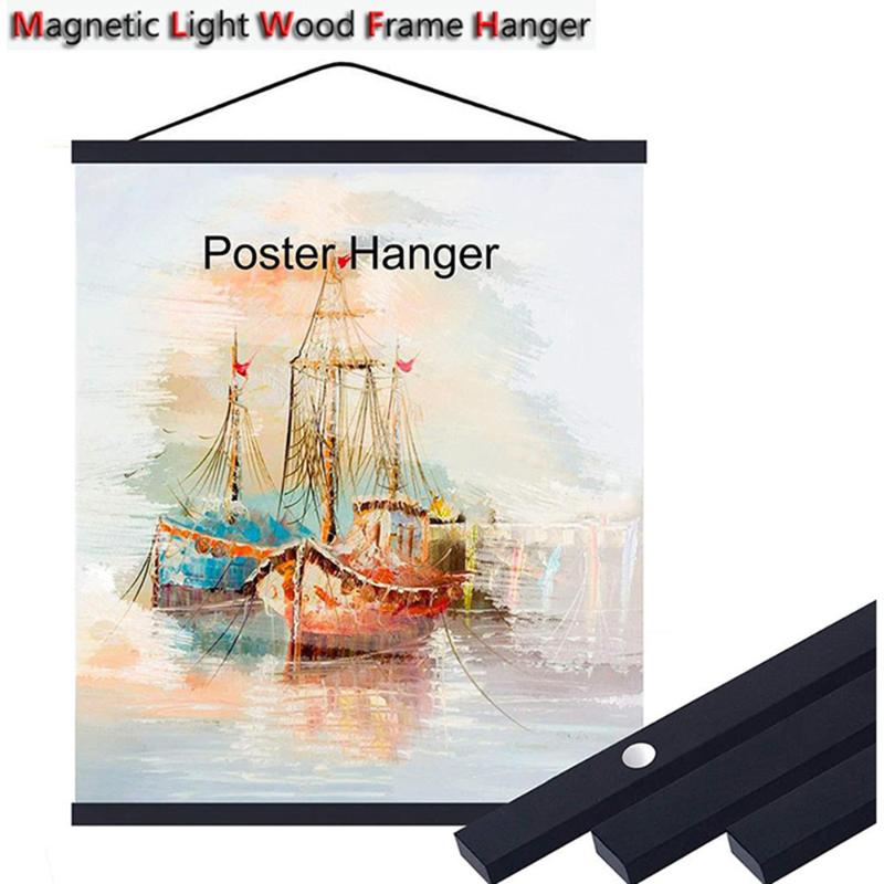 

Solid wood hanging scrolls magnetic Light Wood Frame Hanger for Photo Picutre Canvas Art print Wall Hanging Poster Frame decor