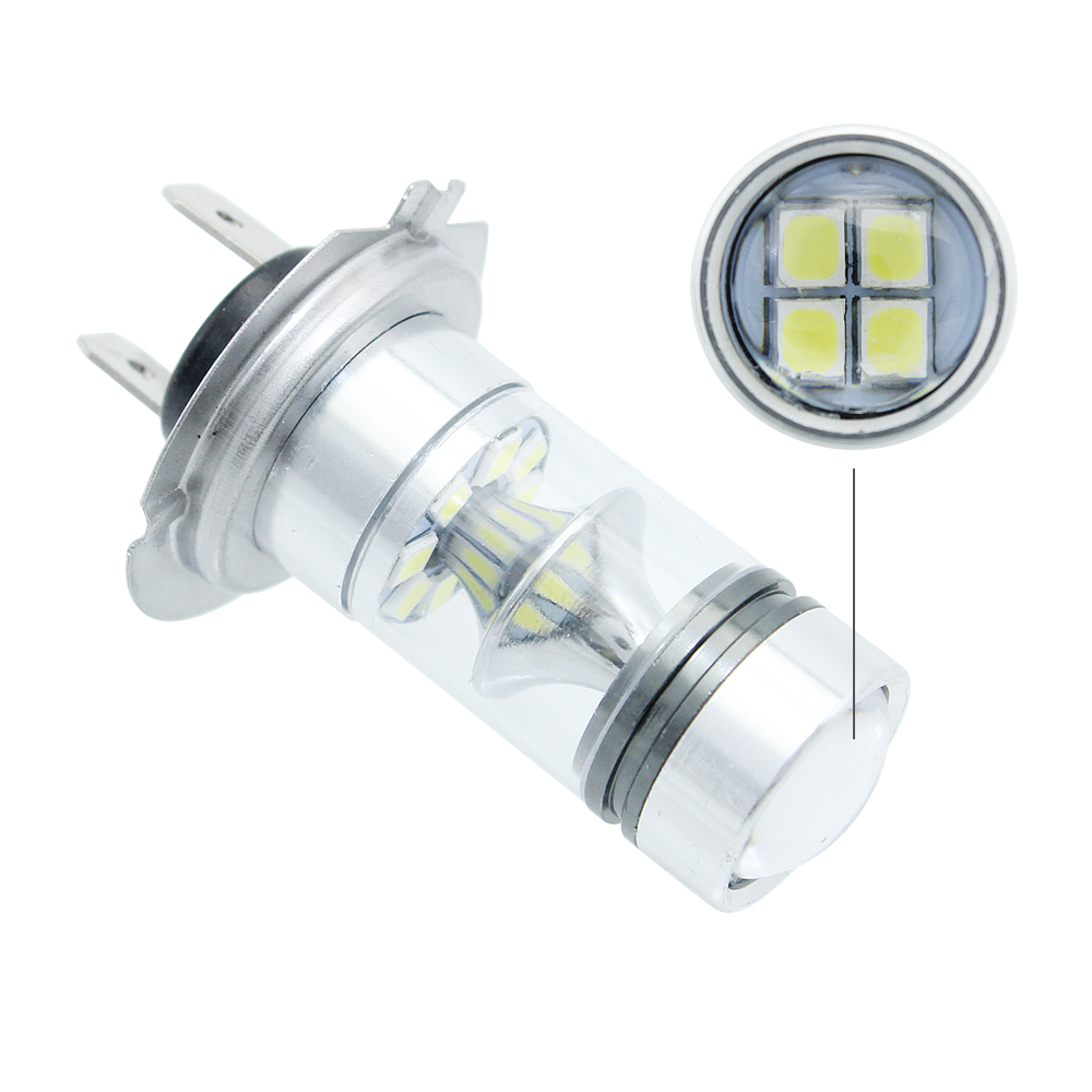 

2X H7 LED Bulb Cree Chip 100W DC 12V 360 Degree 20 SMD Car Fog Light White Sourcing Parking Lamp
