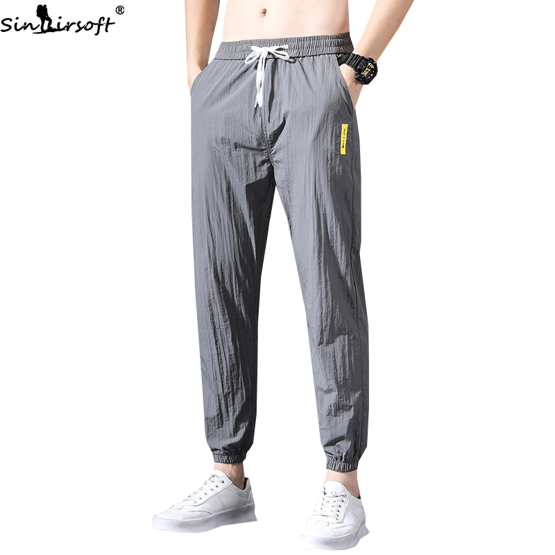 

Summer Casual Pants Men's Thin Section Loose Large Size Mens Pants Fashion Trend Ice Silk Breathable Beam Feet Harem Men, Black