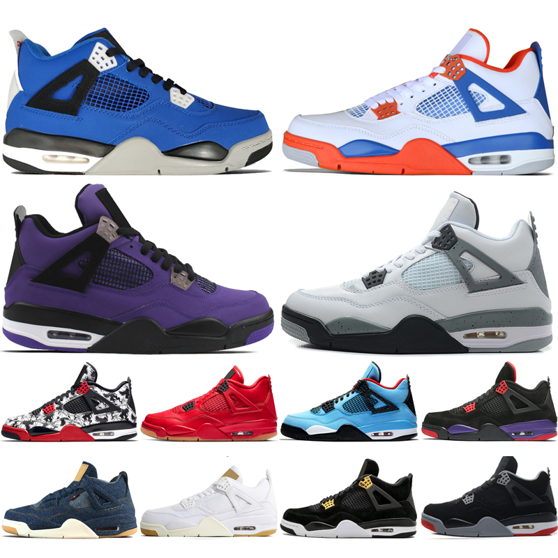 

4 Tattoo Singles Day Travis Scotts Raptors Mens Basketball Shoes 4s White Cement Denim Blue Motosports Blue Bred men sport sneakers women, #10 kaws