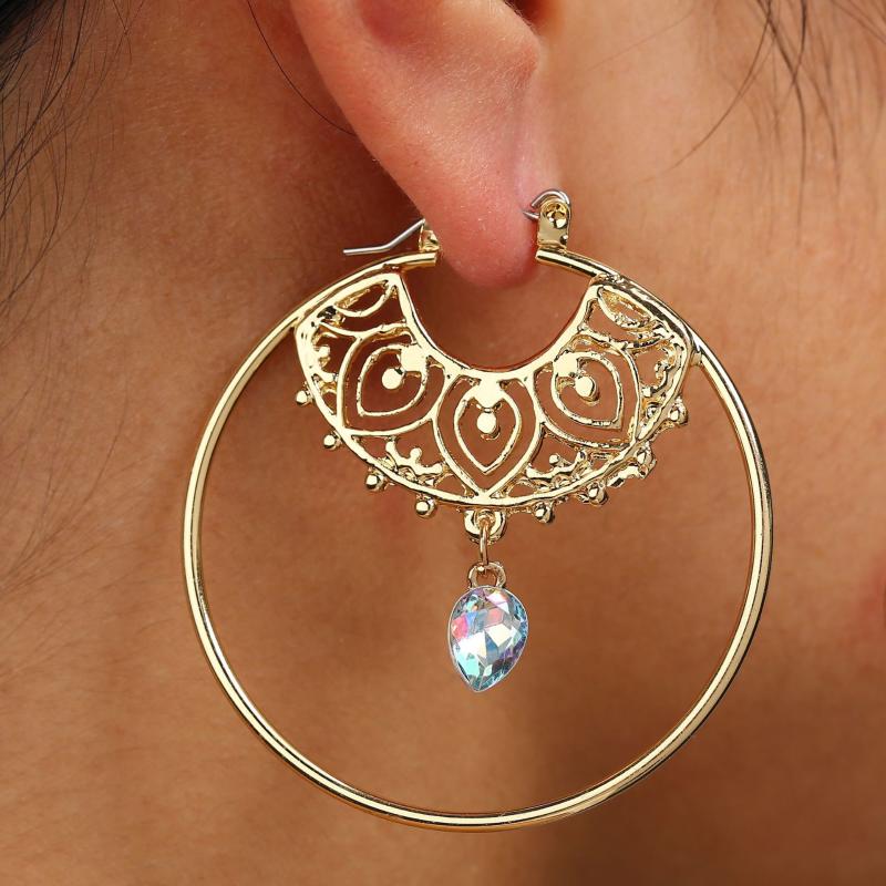 

2020 Fashion Women Circle Earrings 1Pairs Crystal Individual Dangle Earrings