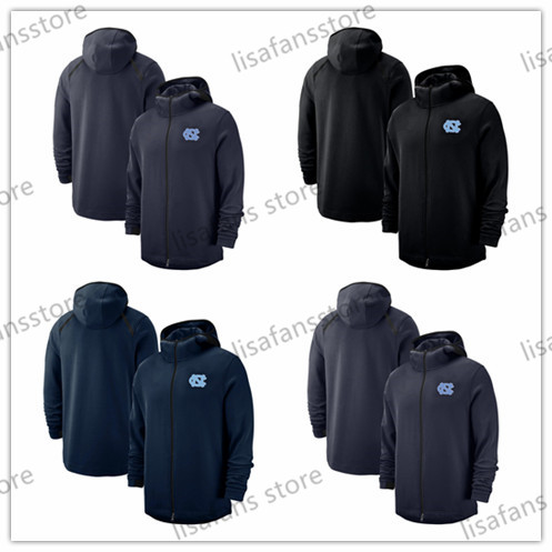 

North Carolina Tar Heels Sweatshirts 2018-2019 On-Court Basketball Player Showtime Sideline Performance Full-Zip Hoodie Mens College Hoodies, Black