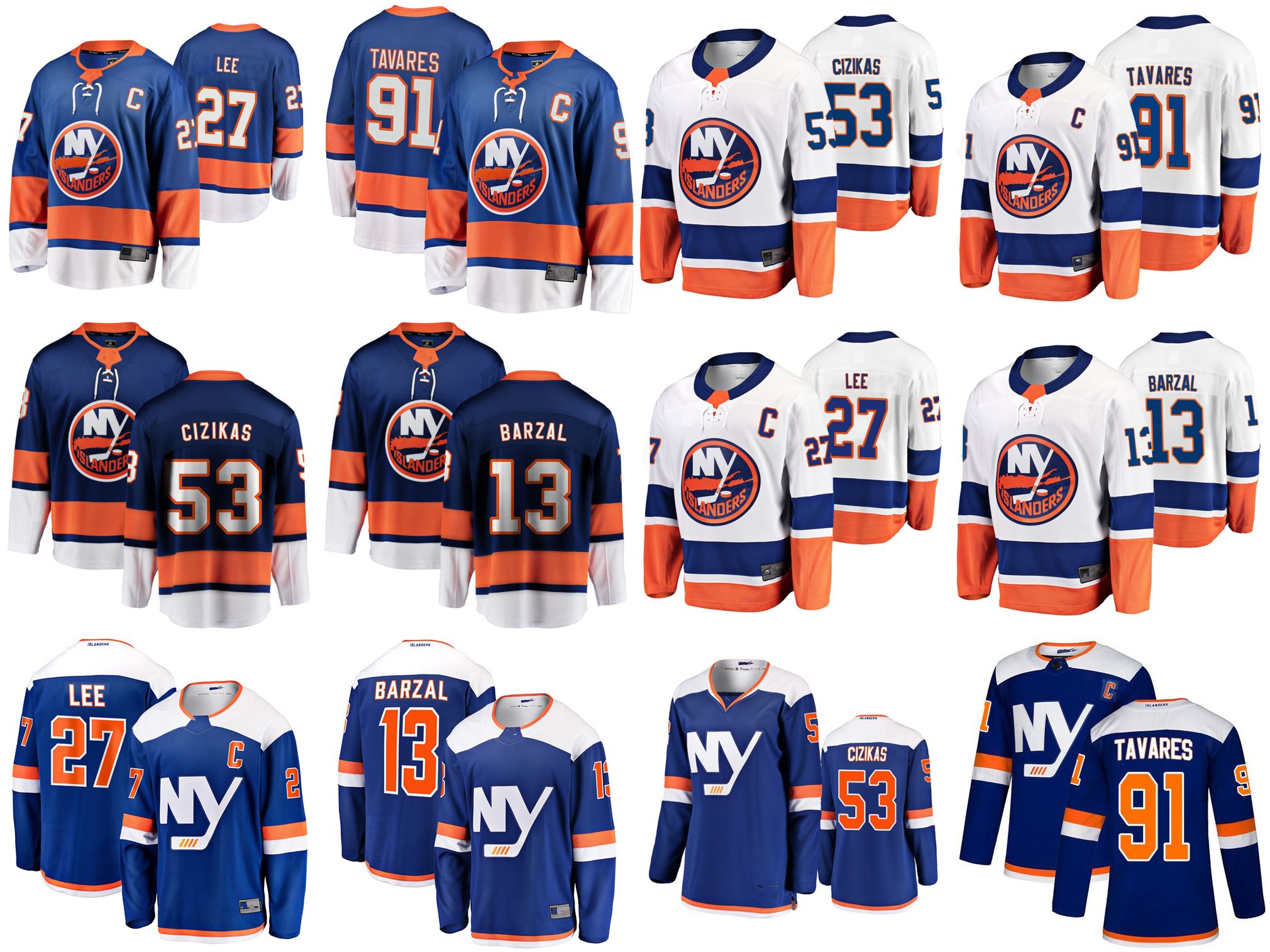 

New York Islanders Jerseys Mens 53 Casey Cizikas Jersey 27 Anders Lee 91 John Tavares 13 Mathew Barzal Womens Hockey Jerseys Stitched Youth, Women's blue home