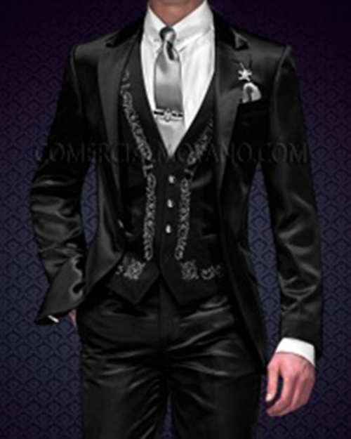 

Handsome 3 Piece Embroider Groomsmen Peak Lapel Groom Tuxedos Men Suits Wedding/Prom/Dinner Best Man Blazer(Jacket+Pants+Tie+Vest, Same as image