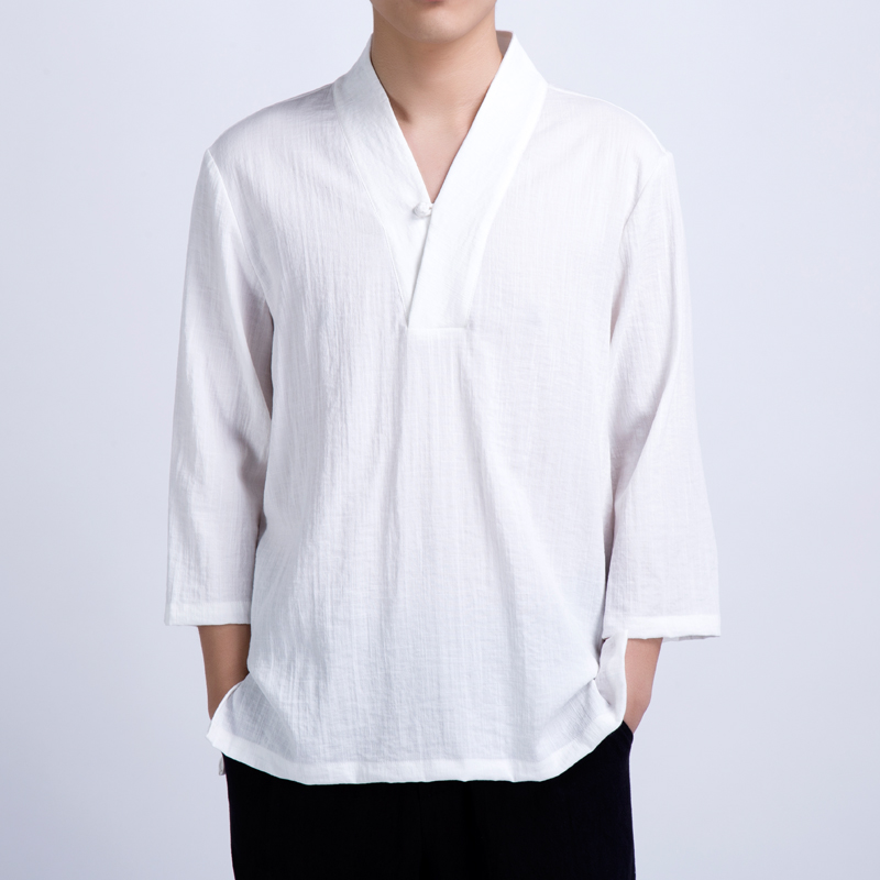 

Men's Casual Blouse 2020 Mens Summer V-Neck Top Shirts Thin Male Solid Color Shirts Long Sleeve Linen Pullover Shirt, Khaki