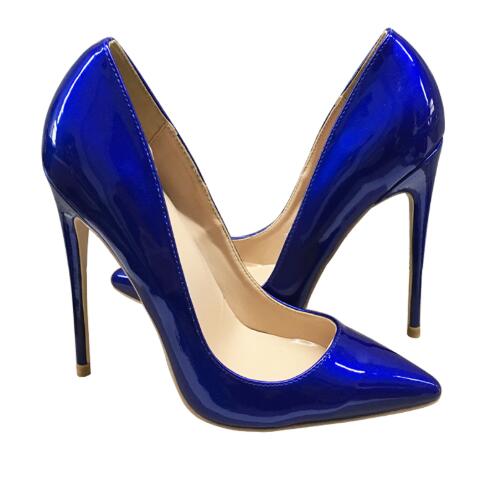 

Hot Sale- Hot Sales Women Shoes Royal Blue Thin Heels Pumps,Fashion Patent Leather Pointy Toe Shoes Boots Sandals,12cm 10cm 8cm Dress Shoes, Heel 8cm