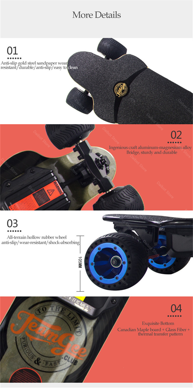 New Electric Scooter Off Road 4 Wheels Electric Scooters Double Drive H20T 36V Four Wheel Electric Skateboard With Rubber Wheels (17)