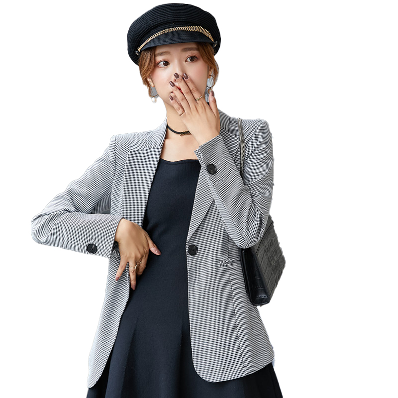 

2020 Fashion Casual Women Blazer and Jackets Grey Office Ladies Coat Outerwear Clothes Female Elegant Formal Office Work Wear, As pic