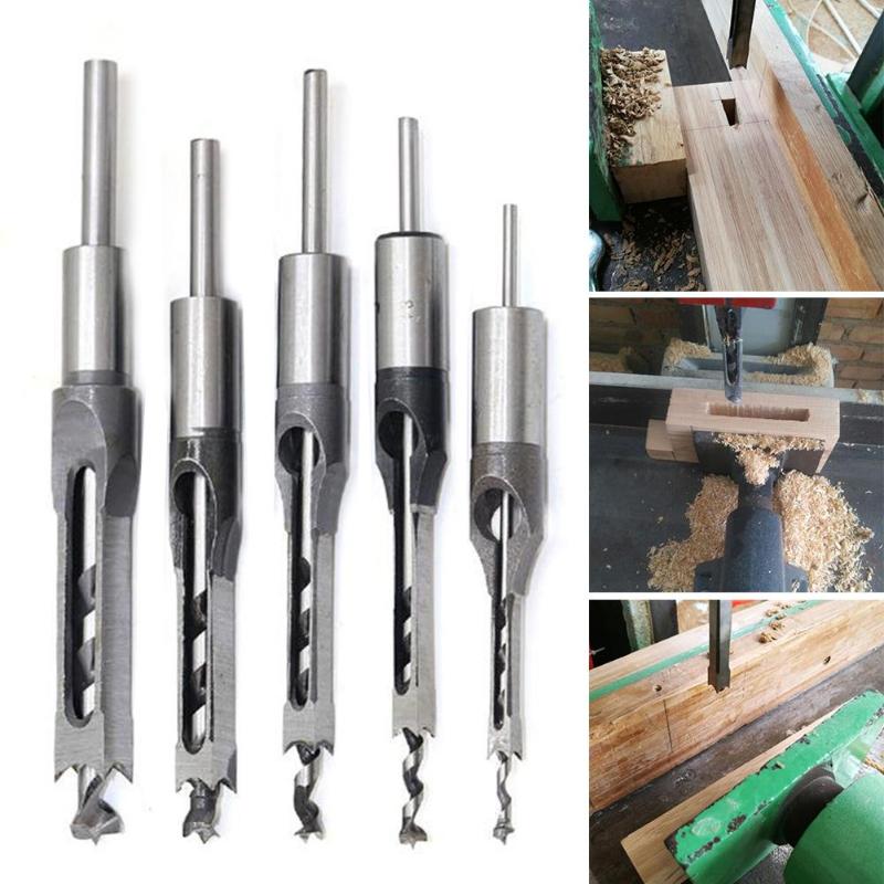 

Newest HSS Twist Drill Bits Square Auger Mortising Chisel Drill Set Square Hole Woodworking Tools Kit Set Extended Saw
