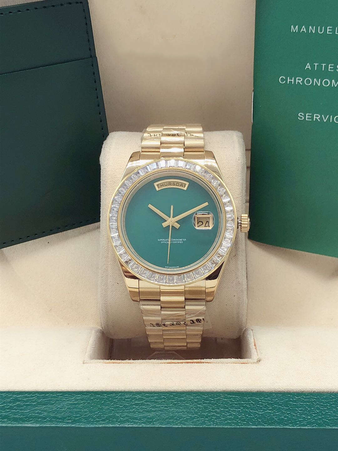 

Men's automatic mechanical watch, 41mm square drill ring, 2813 movement double calendar, 316 fine steel, men's sports business watch, Box