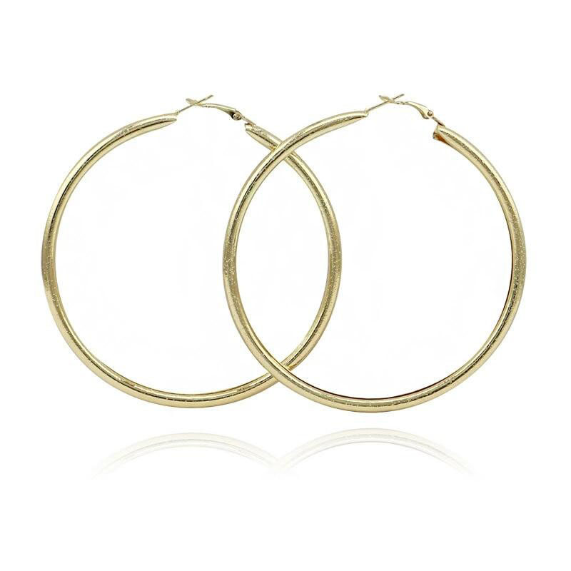 Gran Tono Oro Malla Oval Aro Pendientes 90mm L