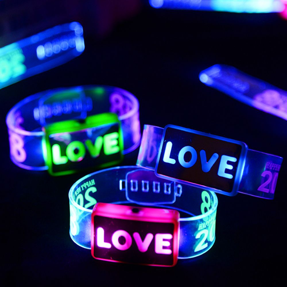 

HaoXin Wrist Bracelets Led Dance Led Light Up Toys Glow happy Bracelet Flashing Wrist Band Toy Christmas Festival Event Party Supplies