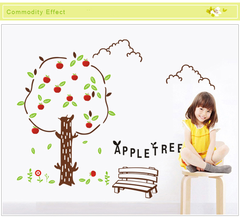 لطيف شجرة التفاح الجدار ملصق للأطفال الطفل غرفة المعيشة غرفة نوم