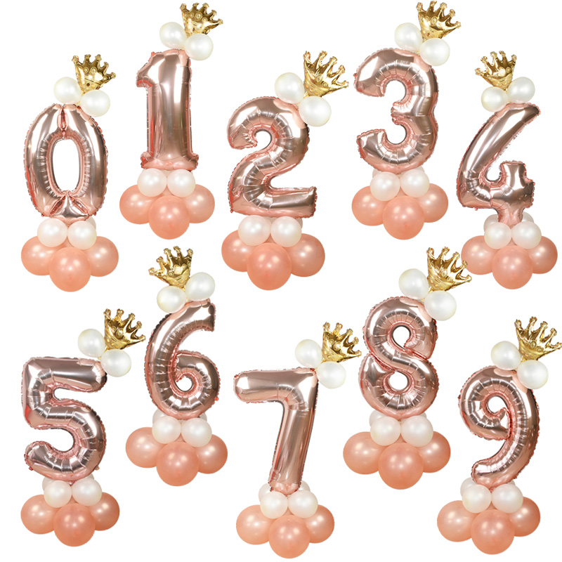 

1 Set DIY Stand 32inch Rose Gold Foil Number Balloons Kit for 1st 2nd Birthday Party Decoration Xmas New Year 2020 Decor Ballon