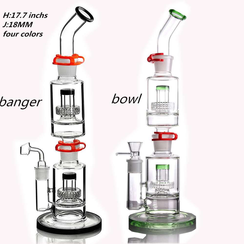 

17.3 inches removeable hookahs Tall Bong Glass Water bongs Smoking waterpipes Percolator recycle oil rigs heady dab 18 mm joint
