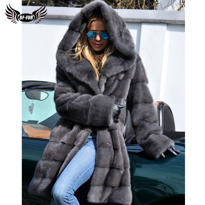 

2019 Fashion Natural Coat With Hood Women Winter Wholeskin Real Coats High Quality Full Pelt Fur Jacket Woman, As picture
