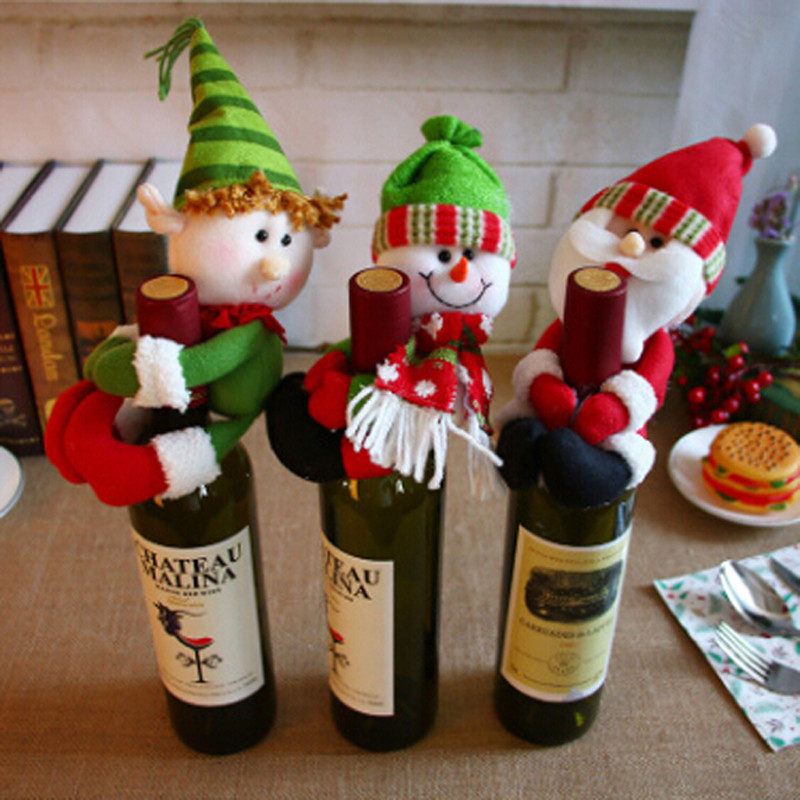 

1 PC Christmas Decoration Supplies Wine Bottle Cover Bags For Christmas Home Party Red Wine Bottle Decor QB470671