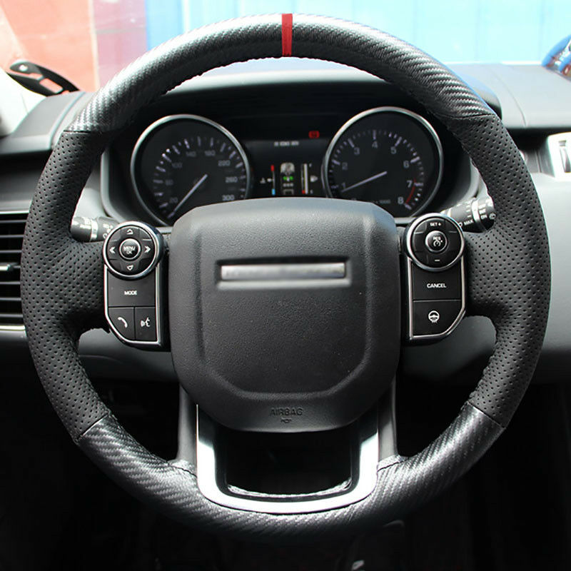 Hand sewing Top Leather Carbon Fiber Steering Wheel Cover For Range Rover-image-454774689