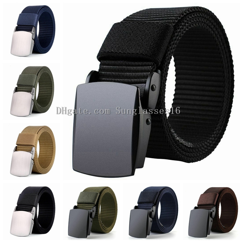 

Belt For Men Fashion Male Belt Outdoor Metal Automatic Buckle Canvas Belt Casual Jeans Pants Cool Wild Waist Belts Big Plus Size, As photo