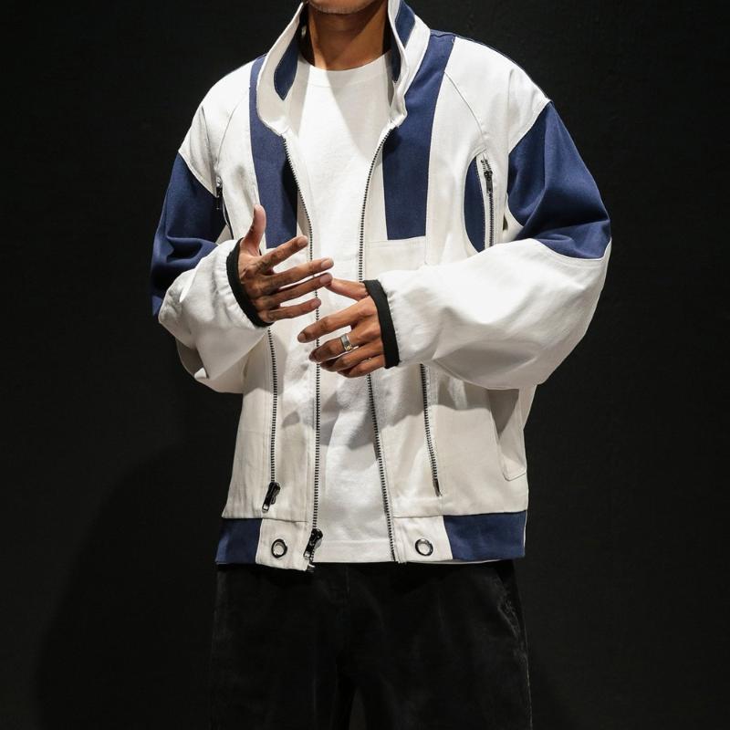 

japanese streetwear modis jacket men joint contrast color fashion coat hip hop mens jackets blouson homme harajuku Outerwear, White