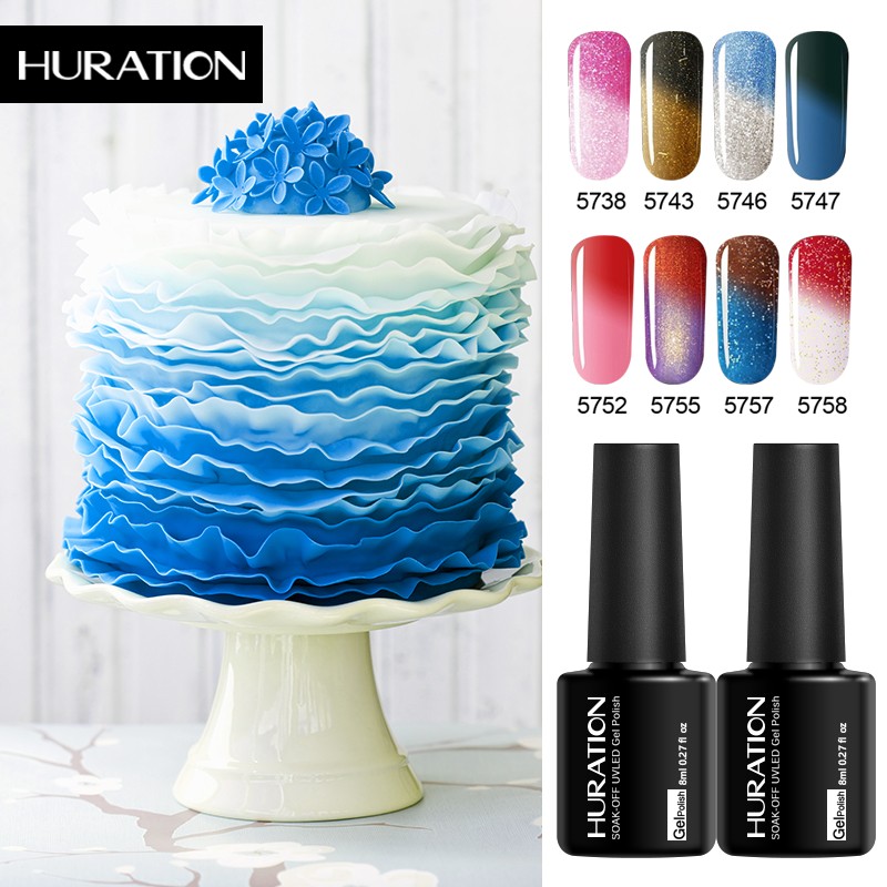 

Huration Gel Nails Thermal Nail Polish Glitter Temperature 29 Color Changing Manicure Varnish Shimmering Gel Nail Polish Art, Fs001