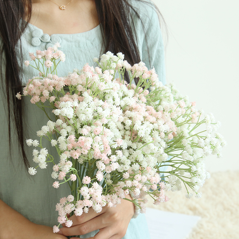 

62cm 135 Flower Heads DIY Artificial Flower Branch Baby's Wreath Gypsophila Fake Flowers Wedding Home Garden Party Decoration, Pink