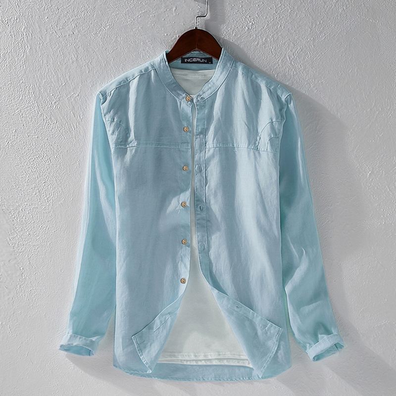 camisa cuello japones hombre