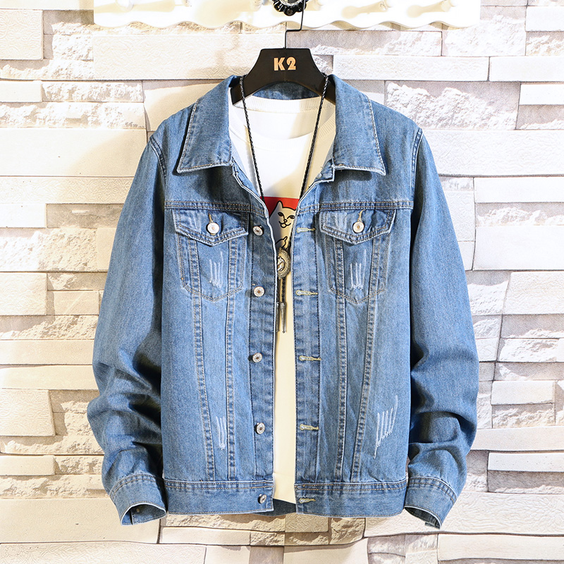 

2019 autumn classic explosion jacket casual loose large size denim clothing men's jacket, Blue