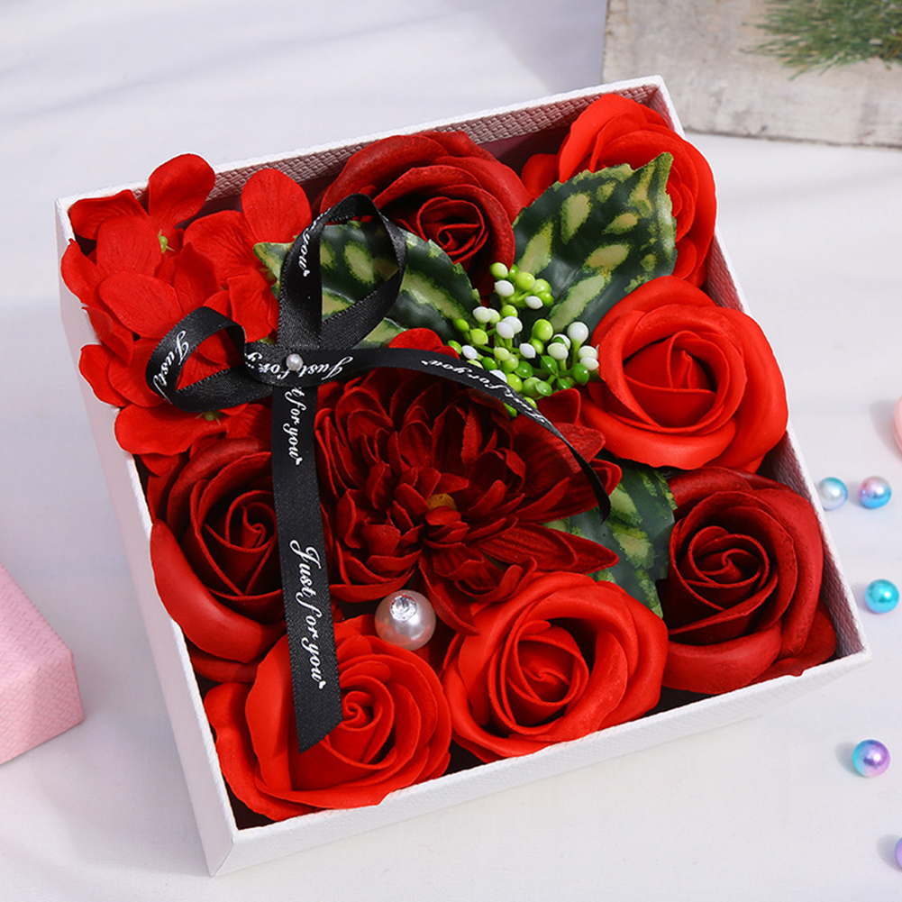 

Valentine's Day Creative Gift Soap Flower Gift Box Romantic Rose Sunflower Love Heart Shape Artificial Flower for Wedding Gifts, As shown