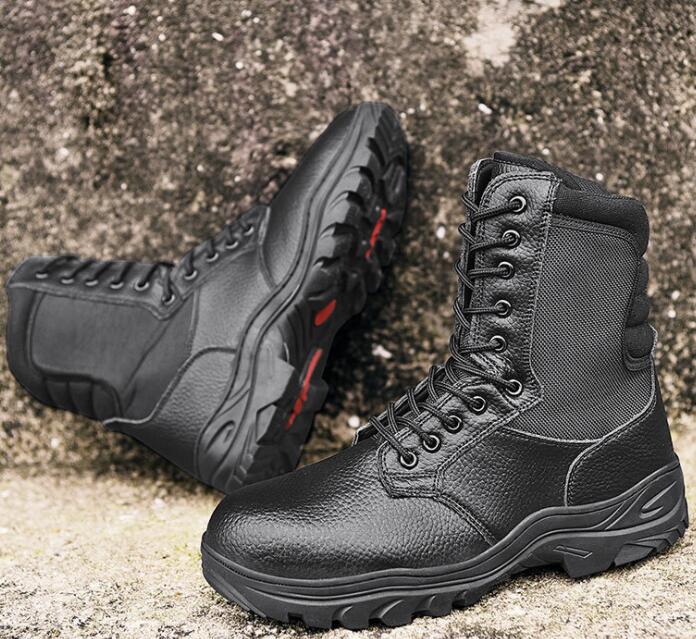 

leather high Gang steel head anti pressure military boots anti puncture tactical boots wear resistant combat popular training Sneaker yakuda local online store, Cream