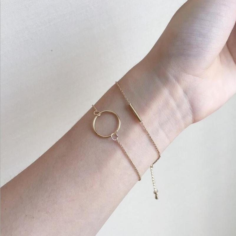 

2020 New Style Retro geometric gold color Circle charm Couples Best Friend Bracelets