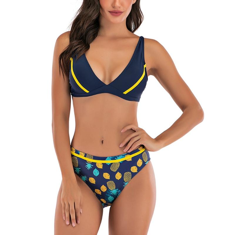 

mujer bikini set Women Two Piece Plus Size Sexy Backless Halter Beach Color Print Swimwear Set 2020 swim beach micro bikini