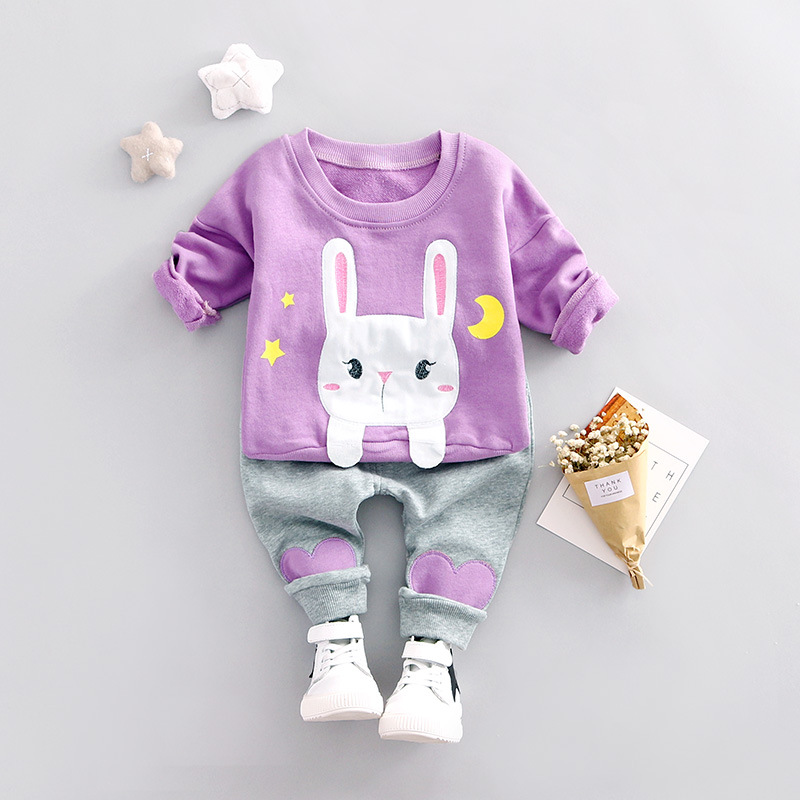 

Baby Clothes Girl Clothing Sets Tracksuit Rabbit Print T shirt + Pants 2PCS Kids Clothes Girls 0-4Years, Light purple