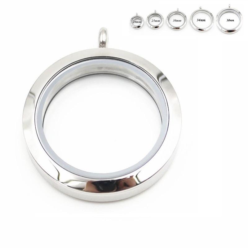 

10Pcs/lot Mix Size Round Silver Plain Screw Floating Locket 316L Stainless Steel Floating Charms Memory Glass Locket Pendant
