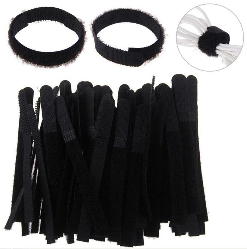 

100 pc Reusable Strips Cable Rope Wire Strips Cable Rope Wire Organizer Reusable Black organizar cables computer technicians