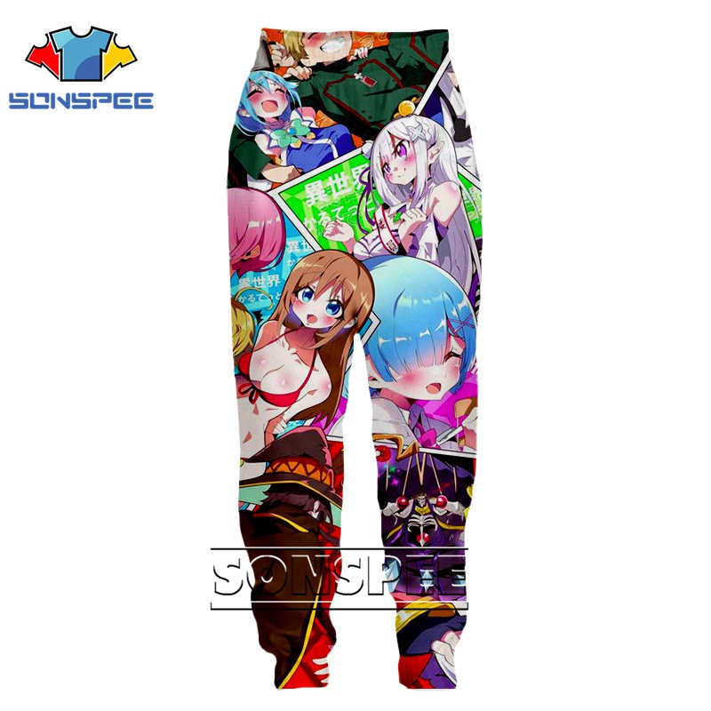 

3d Print Men Women Sexy Cat Girl full length jogger winter Harajuku Rem Zero Kawaii Sweatpant Pants anime Sports trousers, 25