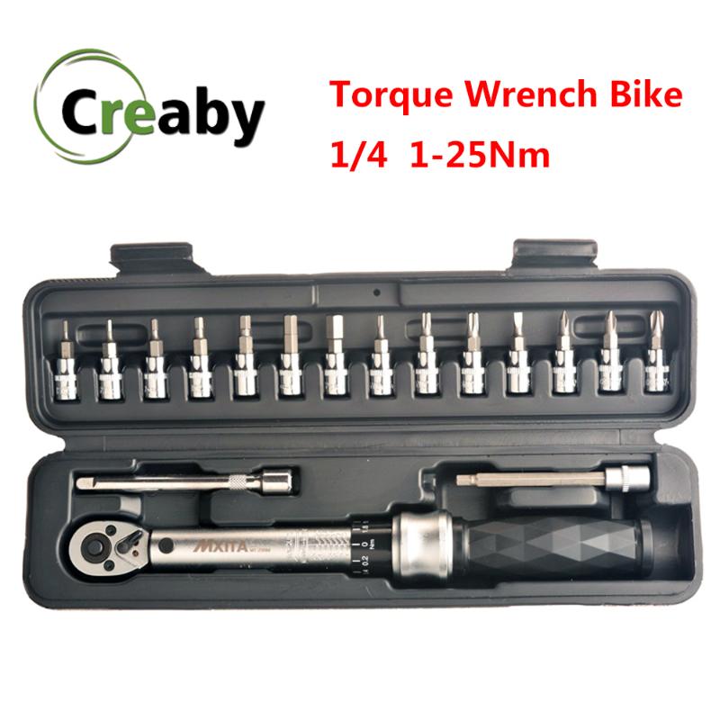 

Professional Preset Torque Wrench 1/4" DR 1-25Nm Bicycle Tool Kits Bike Repair Spanner Hand Tools High Precision 3% Industrial