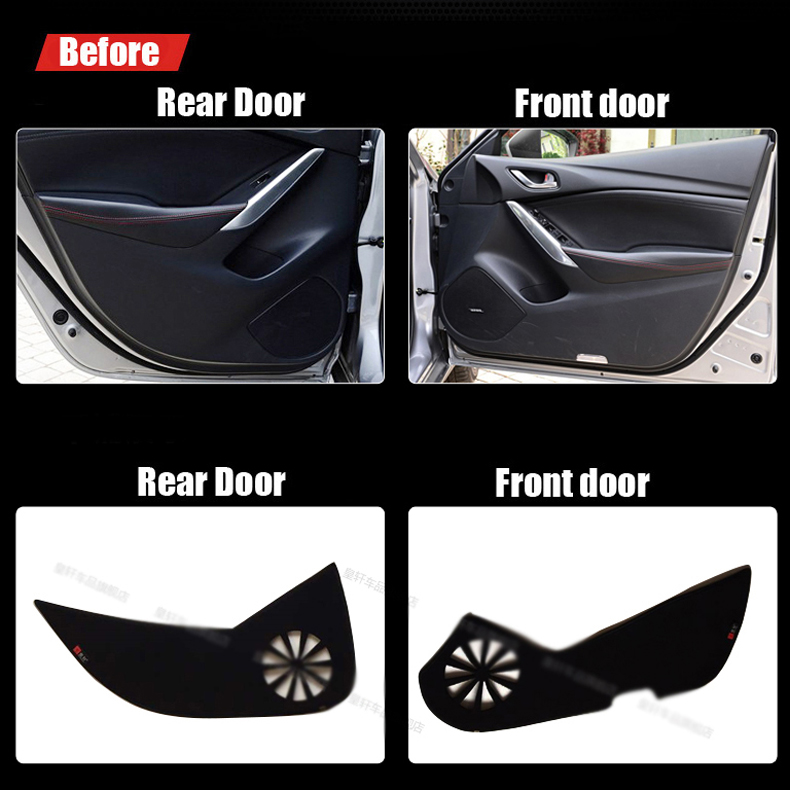 

4pcs Fabric Door Protection Mats Anti-kick Decorative Pads For Atenza 2014