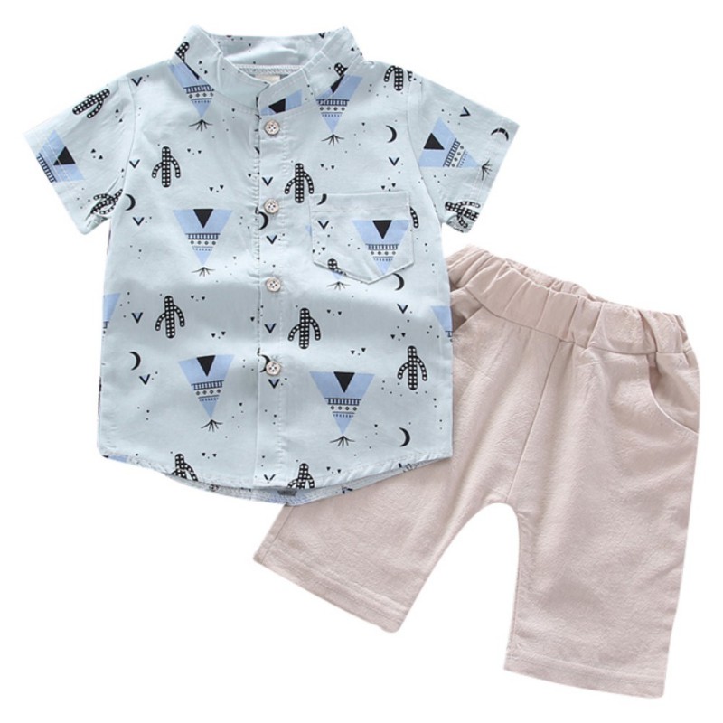 

WEIXINBUY Children Baby Boys Summer Sets Casual Short Sleeve Elephant Pattern T-shirt Blouse+Shorts Outfits Set 2019