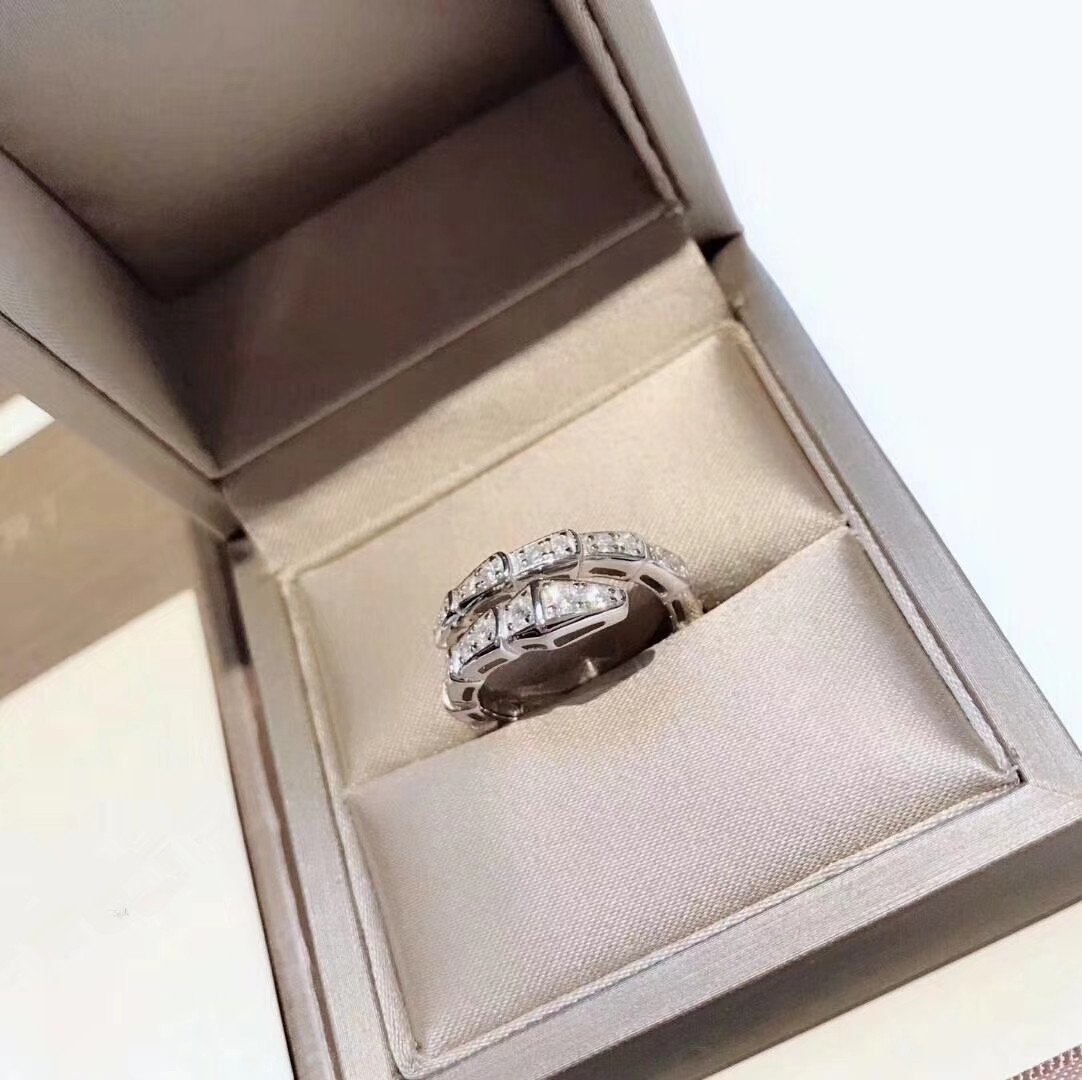 High-quality narrow version snake opening ring high-end customized 925 sterling silver full of diamond temperament lady ring size adjustable