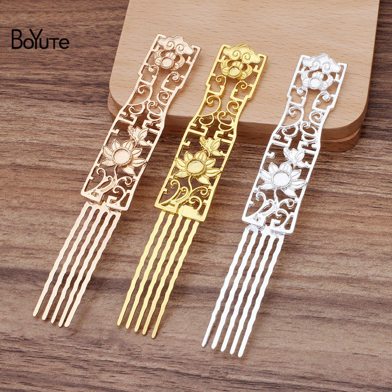 

BoYuTe Wholesale (10 Pieces/Lot) 19*74MM Flower 5 Teeth Hair Comb Tiara Vintage Diy Bridal Wedding Hair Accessories