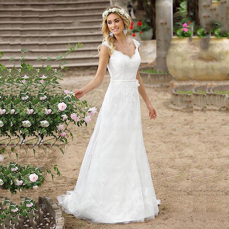 

Elegant Lace Mermaid Wedding Dress High Quality Custom Made A Line Sleeveless Bridal Dresses New Arrival, White