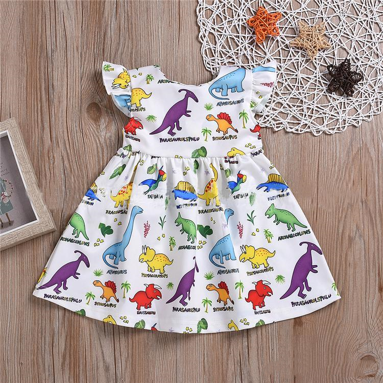 

Summer kids clothes baby girls vest dresses Little Flying Sleeve Cartoon Printed Princess skirt kids designer clothes girls JY586, Multi-color
