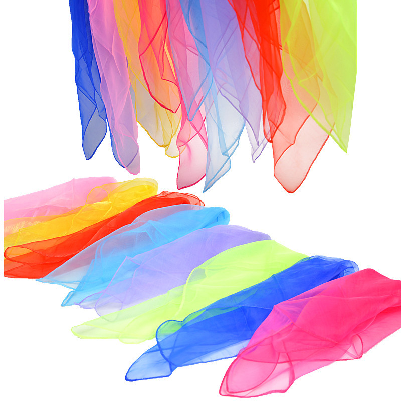 

60*60cm Silk Scarf Small Square Scarves Bandana Solid Color Dance Show Props Candy Color Head Wraps Women Kids HHA1404, As pic